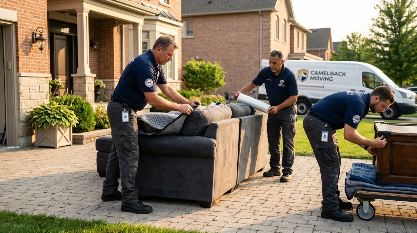 Large estate moving crew wrapping furniture in Glen Rock, PA